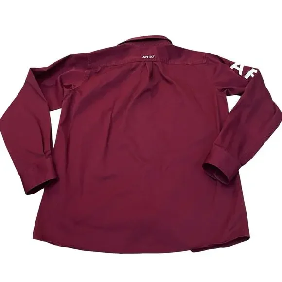 Ariat Boys Team Logo Twill Shirt XL Button Down Red Western Cowboy Rodeo Youth - Picture 2 of 10